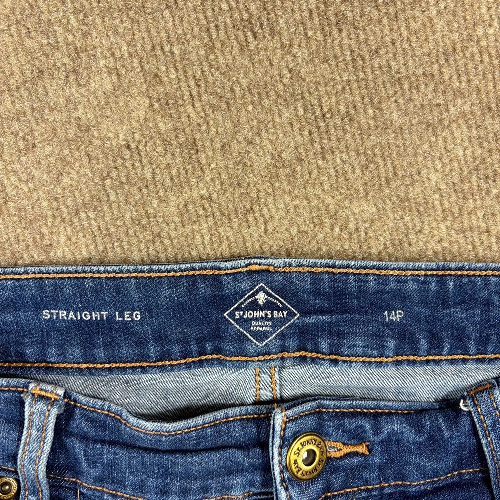 St John's Bay Jeans Womens 14P Blue Denim Stretch Cotton Straight Leg Minimalist - Picture 7 of 12